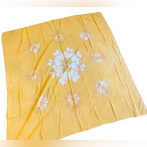 Vintage 100% Silk Square Scarf Hand Rolled Edges Batik Tie Dye Bright Sunshine